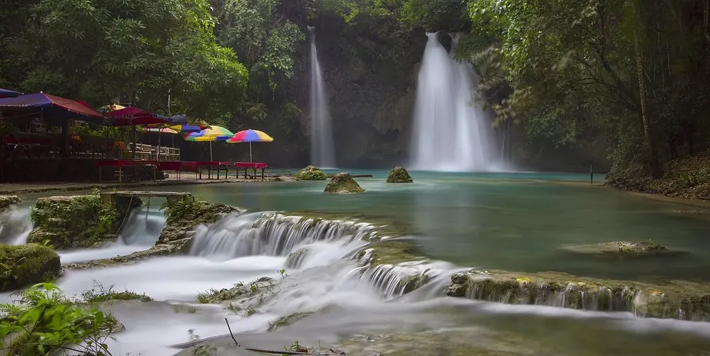 Turquoise pools at Kawasan Falls Badian Cebu