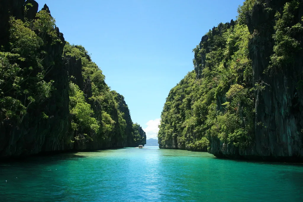 Palawan beach and limestone cliffs, Philippines